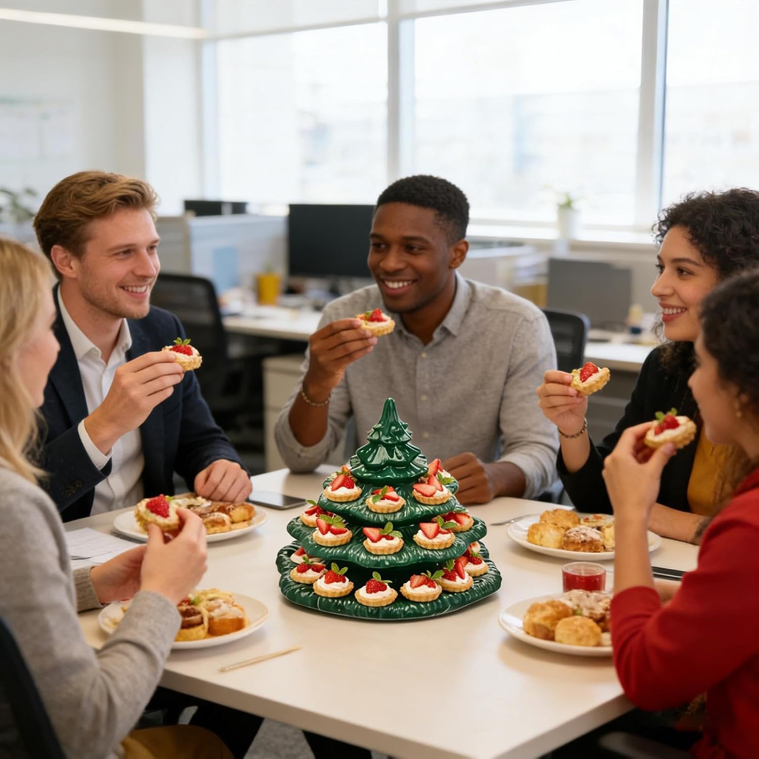 Deviled Egg Tray, 4-Layer Christmas Tree Shaped 26-Hole Party Serving Tray, Perfect for Holiday Gatherings, Thanksgiving, Weddings, Barbecue, Outdoor Parties, Picnic