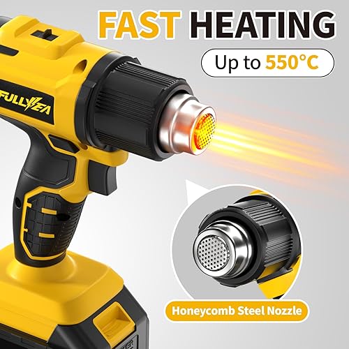 Miniatura 12 de Pistola de calor inalámbrica, calentamiento rápido máximo de 1022 °F (1,022.0 °F), kit de pistola de aire caliente ligera con baterías de 2 x 4.0 Ah