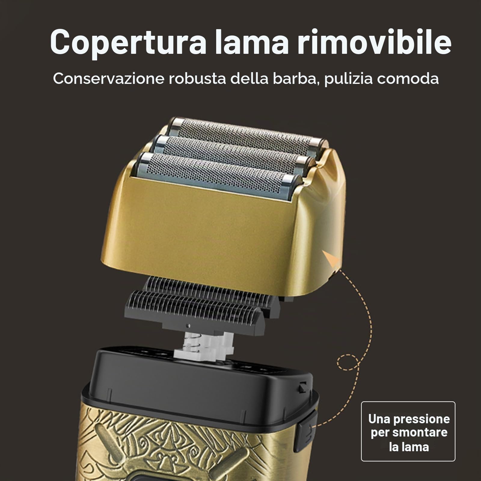 Jemora Regolabarba elettrico uomo con lamina barba a 3 testine Rasoio per testa calva Lavabile per tutto il corpo Uso asciutto e bagnato Ricaricabile con display digitale