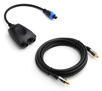 BlueRigger 1x2 Toslink Splitter with Premium Toslink Cable 15FT - 1 Male Input 2 Female Output - with 24K Gold Plated Connectors for Home Theatre, Xbox, Playstation etc.