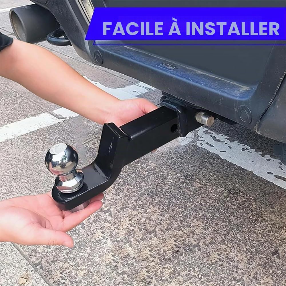 NEWFUN Adaptateur Attelage US,2 pouces/50 mm, Adaptateur d'attelage pour véhicules américains, rotule d'attelage pour Voiture, Fourgon, Camion, Camping-Car