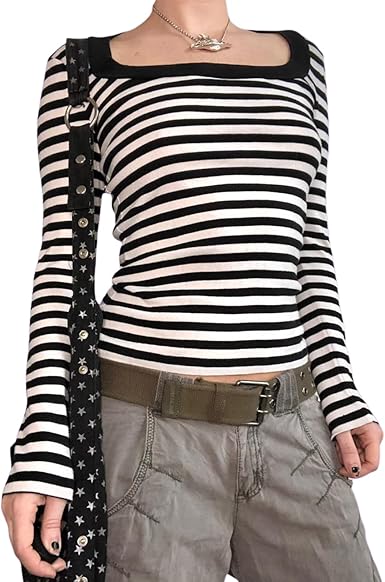 Women Harajuku Striped Shirt Long 
