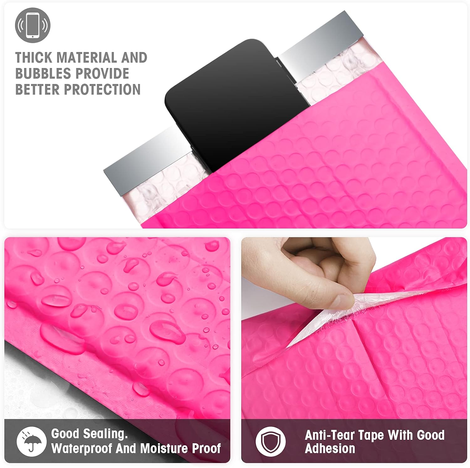 Metronic Hot Pink Bubble Mailers 25 Pack, 6x10 Bubble Poly Mailers, Self-Seal Shipping Bags, Padded Envelopes, Bubble Polymailers for Shipping, Mailing, Packaging for Small Business, Bulk #0 : Office Products