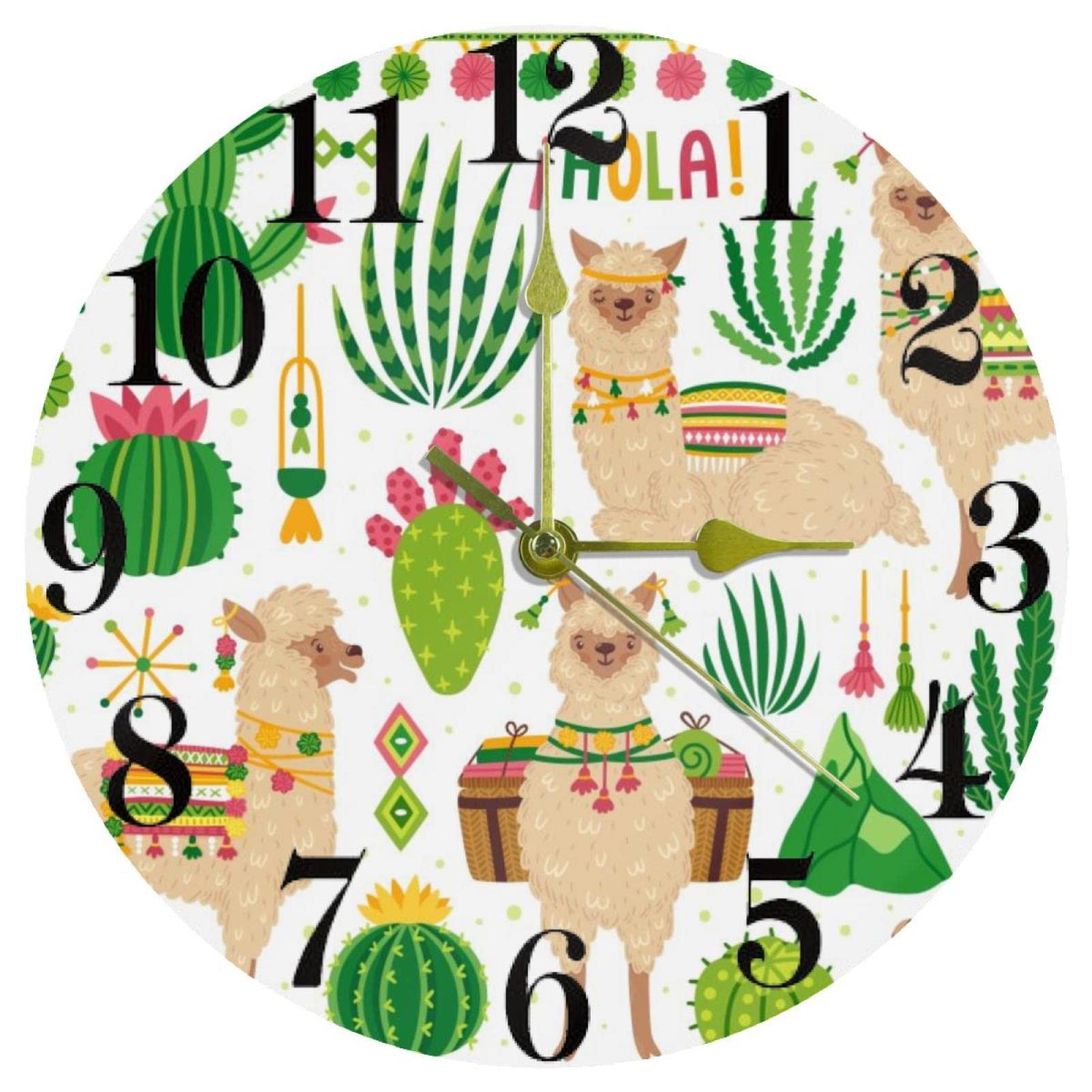 Horloge murale ronde alpaga décoration joyeuse pour la cuisine