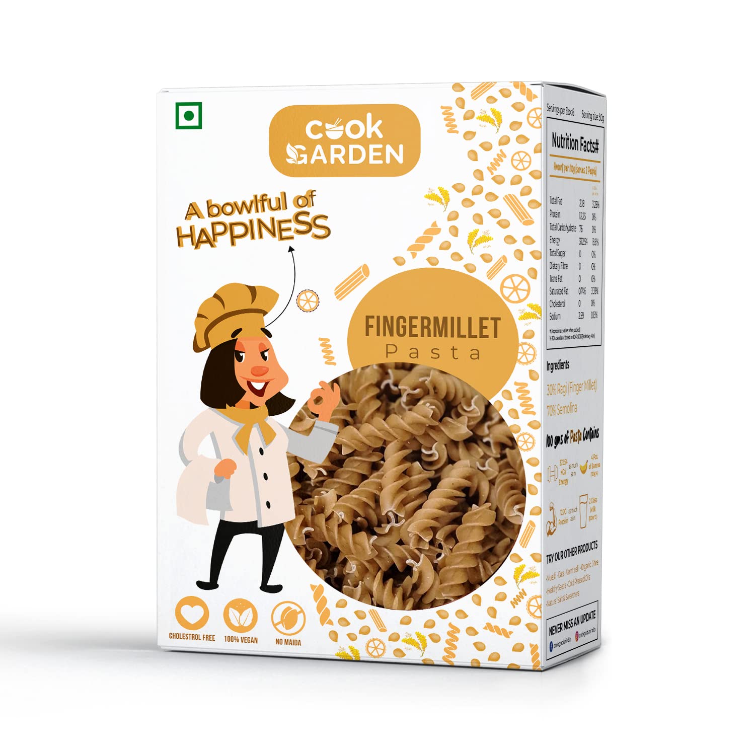 CookGarden Finger Millet/Ragi Fusilli Pasta 300g | No Maida | Rich In Calcium | High Protein | High Fiber | Junk Free Healthy Pasta (Fusilli) (B0BXJBP5T4) Amazon Price History, Amazon Price Tracker