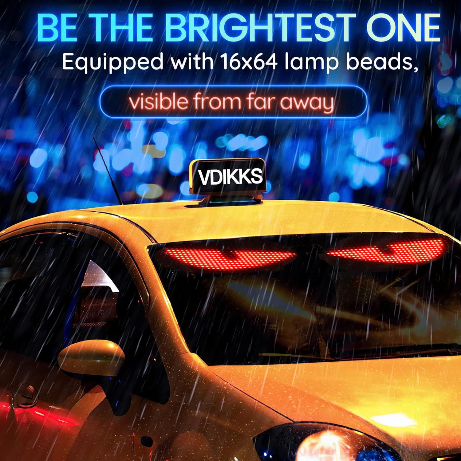 LED Car Sign, Programmable LED Matrix Panel FPCB Flexible Screen Display Animation Message Scrolling Sign APP Control for Cars, Shop, Bar, Party Festival 14.6"x3.6" - Image 3