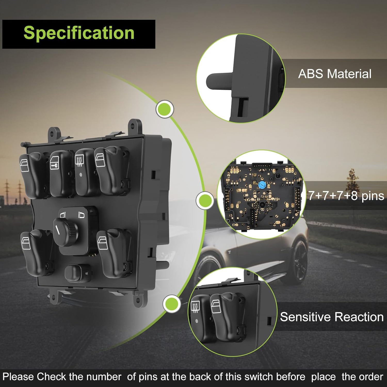 STAYTOP Master Power Window Switch Front Driver Side Fits for 1998-2003 for Mercedes Benz ML320 1999-2001 for Mercedes Benz ML430 2000-2003 for Mercedes Benz ML55 AMG OE 1638206610