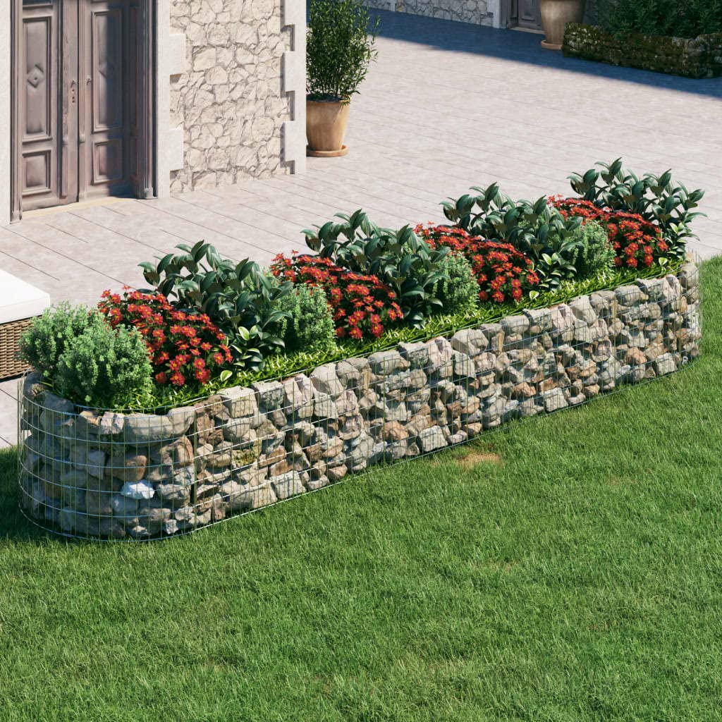 vidaXL Lit Surélevé à Gabion Parterre de Fleurs Support de Plante Jardinière Pot de Fleurs Jardin Terrasse Extérieur Fer Galvanisé 400x100x50 cm