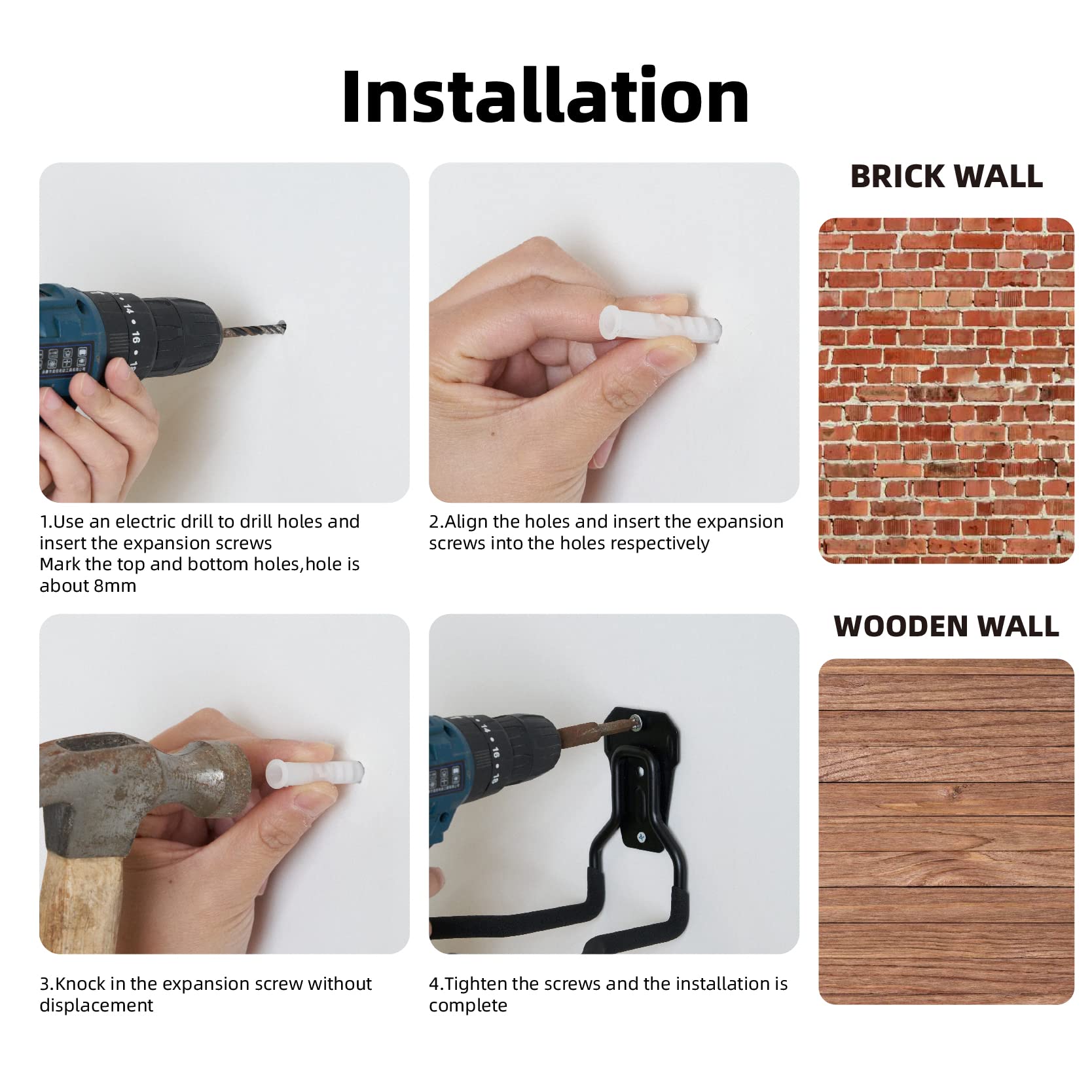 Sinoer Support pour outils électriques de jardin, support pour nettoyeur, coupe-cordon, crochet mural, crochet mural pour garage, support utilitaire, (paquet de 4) peut supporter jusqu'à 30 kg