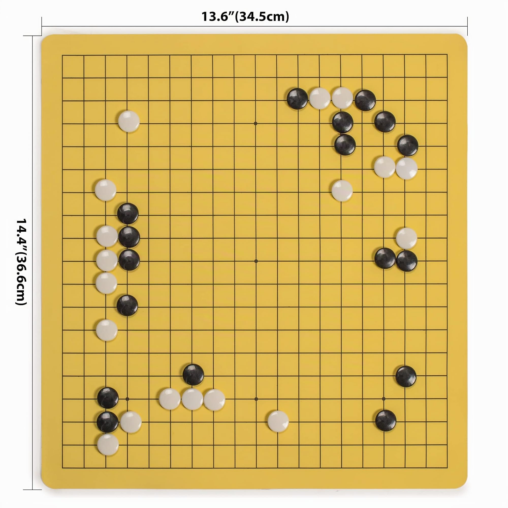 Yellow Mountain Imports Set Juego Go con Tablero Magnético Enrollable (36,6 x 34,5 centimetros) de 19x19 y Piedras Individuales Convexas