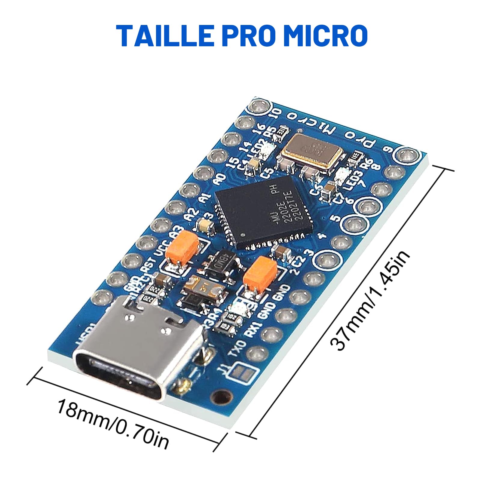 Pro Micro Conseils de Développement avec 32U4 Chip Binghe 3 pièce Pro Micro 5V/16MHz Microcontrôleur Mise à Jour USB Autonome Interface Type-C Compatible avec Arduino