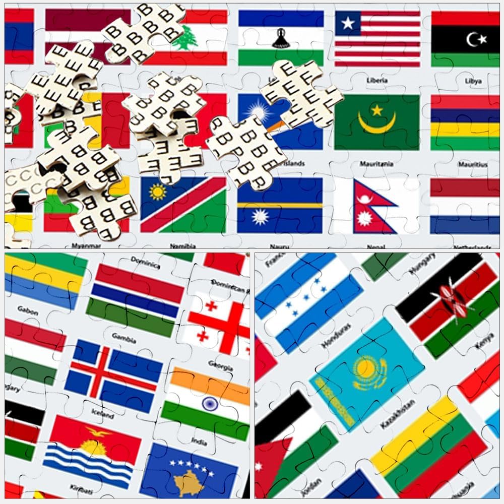 500 Pieces Jigsaw Puzzle for Adults Kids, Flags of The World, Premium Puzzles with Letters Reverse Side, 20.5"x14.9" Vibrant Artwork, Challenging Brain Game & Home Decor image 2