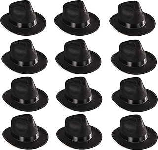 Rhode Island Novelty Dozen Black Pimp Gangster Blues Brothers Fedora Hat Costume Accessory