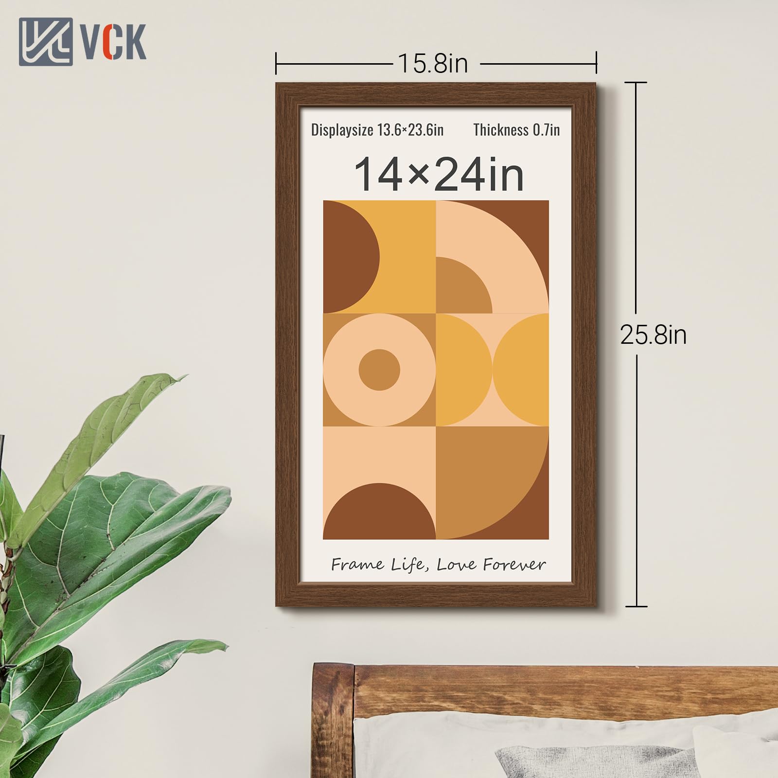 Snapklik.com : VCK 14x24 Frame Set Of 3, Brown Wood Picture Frame