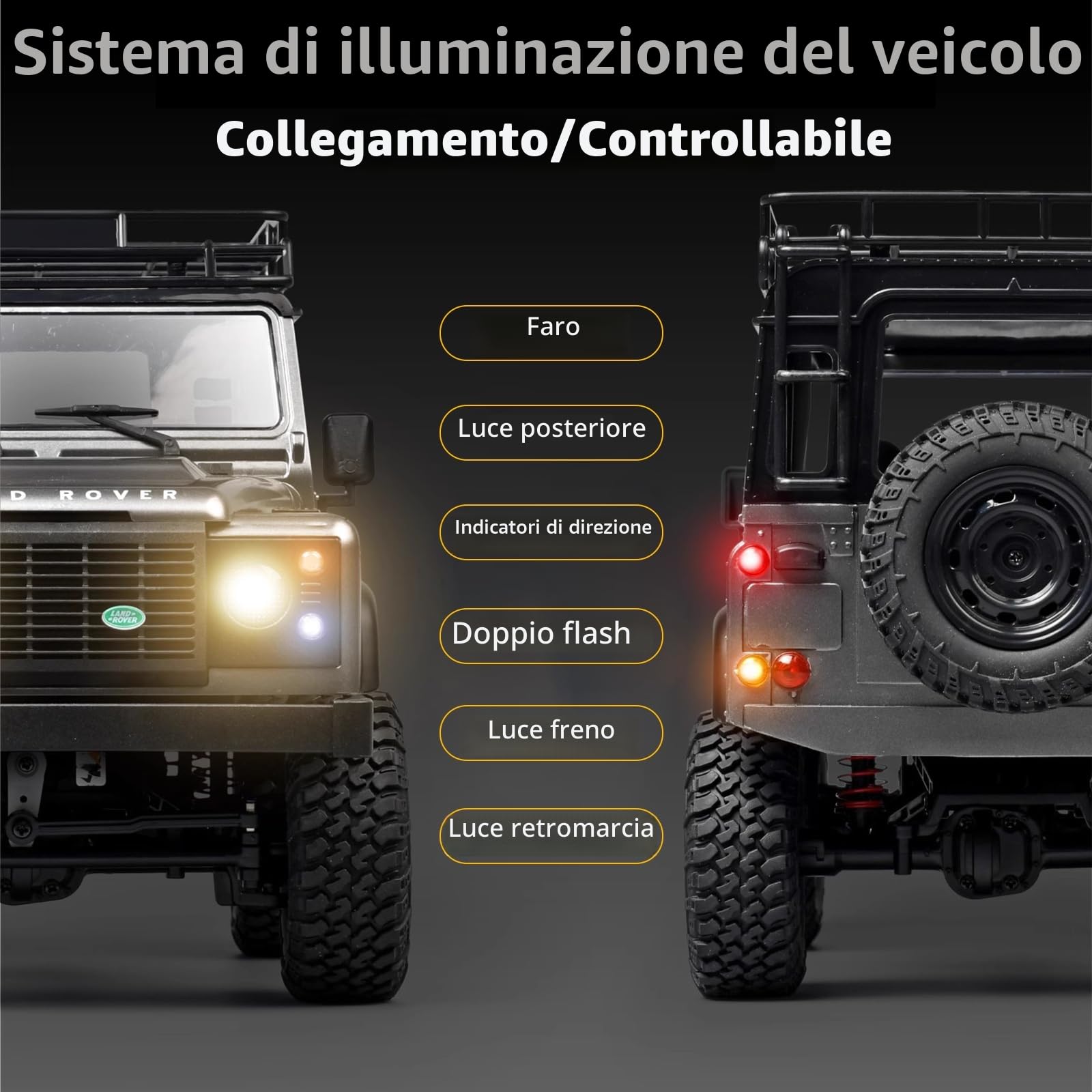 ARRIS MN-99S RC Crawler, RC Rock Car in scala 1:12, 4WD fuoristrada RC Truck RTR, telecomando 2.4G RC Land Rover modelli di veicoli per adulti, regali hobby (grigio)