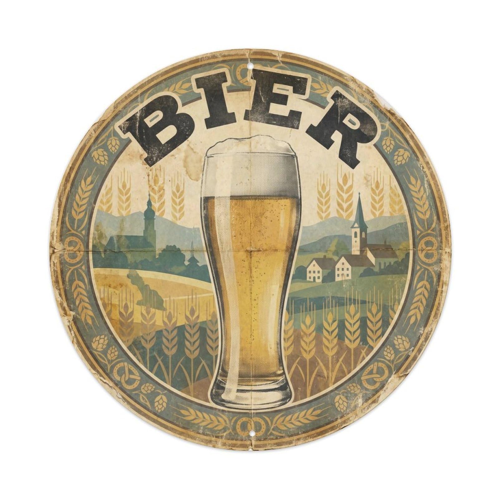 German Beer Drink Culture Craft Brewery Bold Silkscreen Metal Tin Sign