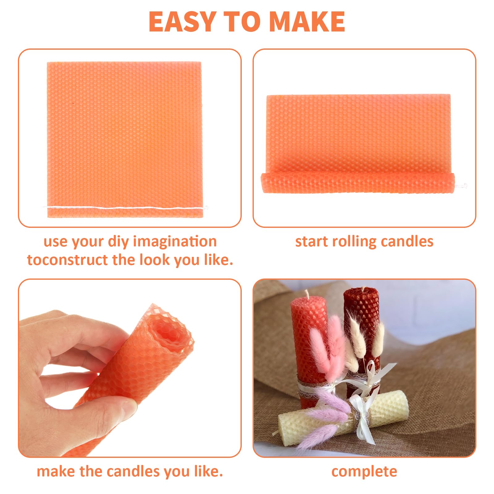 GBACHOOSE 24PCS Beeswax Candle Making Kit 8x8 Inch Beeswax Sheets for Candle Making, 12 Colorful Beeswax Sheets Create Your Own Unique Candles - Image 3