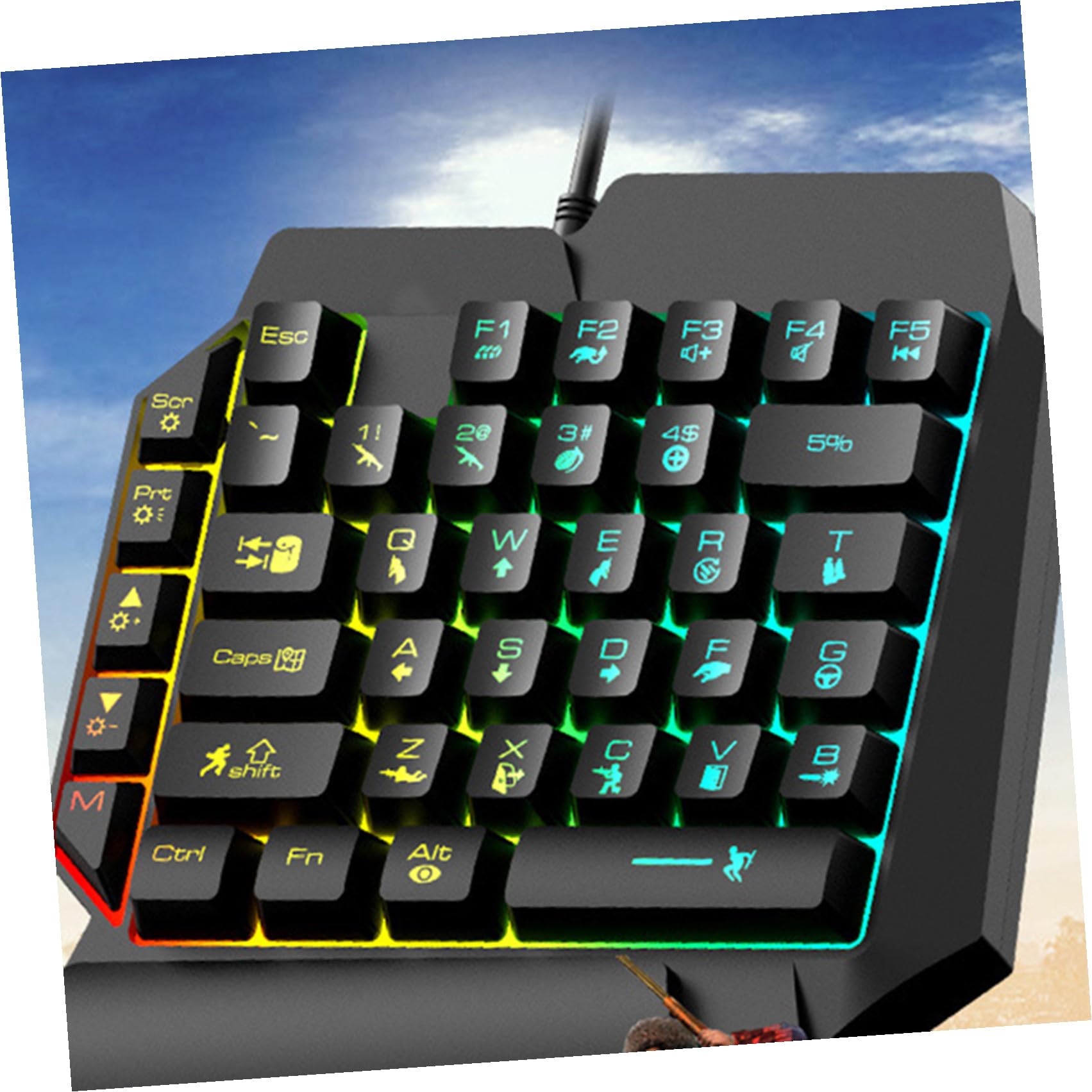 Tastiera Gaming Retroilluminata Cablata con Mouse, per Videogiochi | Abs Nero, Monomanuale per Giovani, Uso in Home Entertainment e Dormitorio, Design Semplice e Pratico
