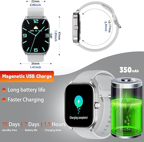 Miniatura 8 de Reloj inteligente para mujeres y hombres (respuestahacer llamadas), relojes inteligentes con monitor de frecuencia cardíaca, SpO2sueñoestrés,