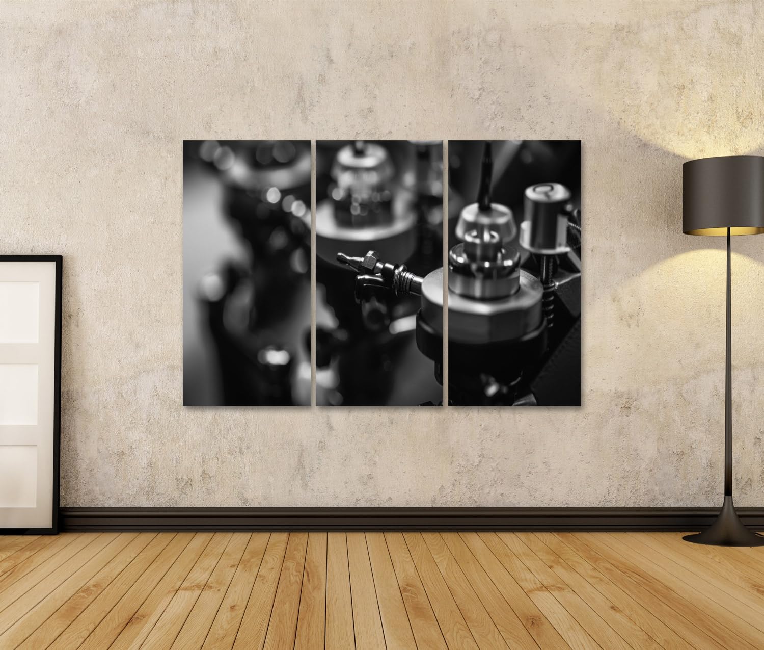 islandburner Prime Quadro su tela Chiuda sulla vista di parti di strumenti musicali in bianco e nero per sala musicale, amanti della musica, negozio di musica, immagini da parete
