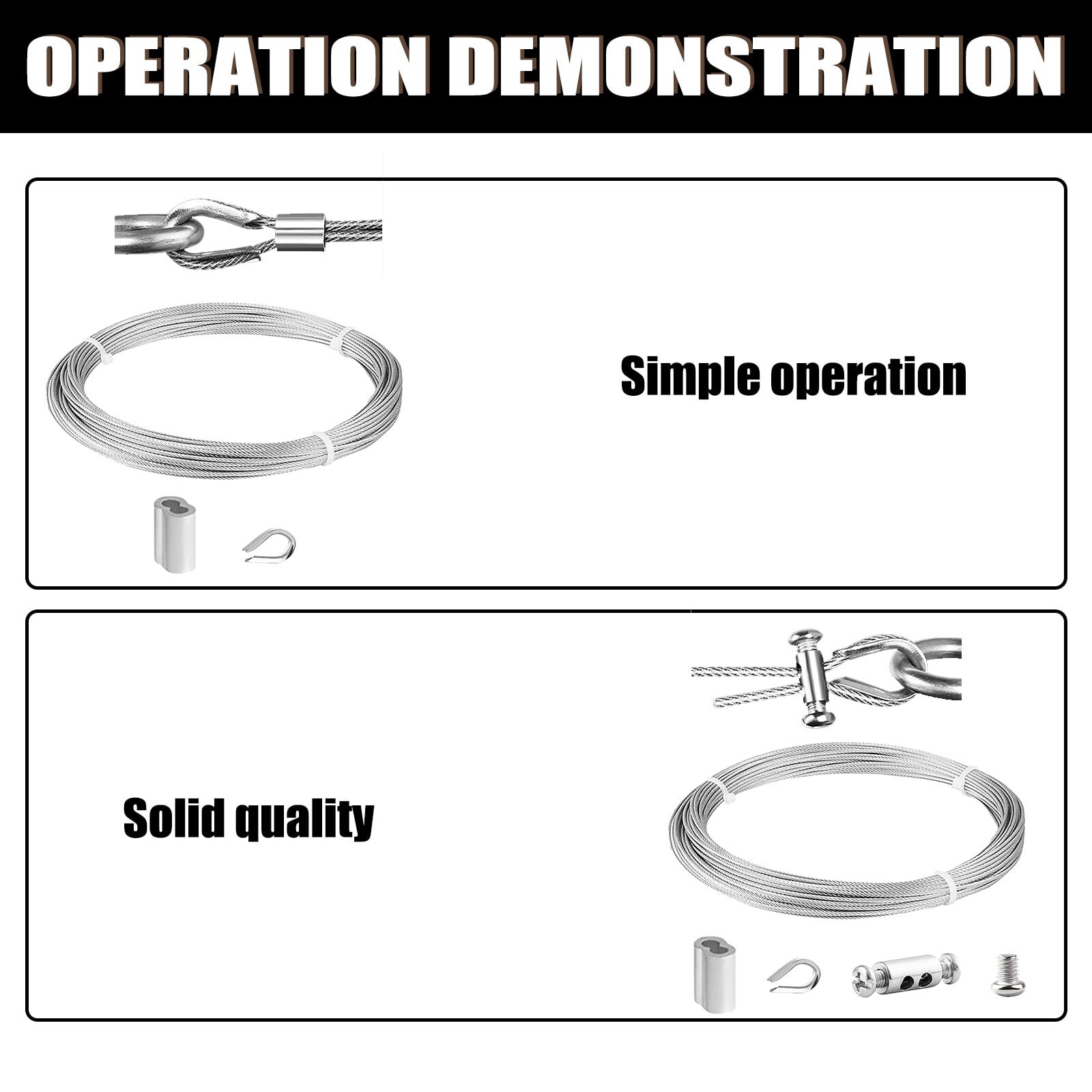Delamiya Fune Metallica Acciaio Inox 304 - 15m X 2mm, Con Ganci E Morsetti, Per Tende, Luci, Recinzioni - Foto 3