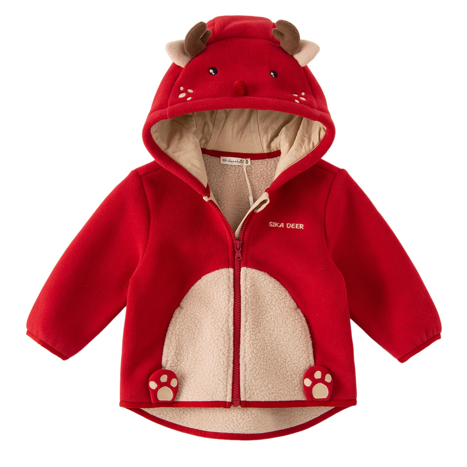DAVE&BELLA Toddler Hooded Polar Fleece Jacket Animal Shaped Winter Coat