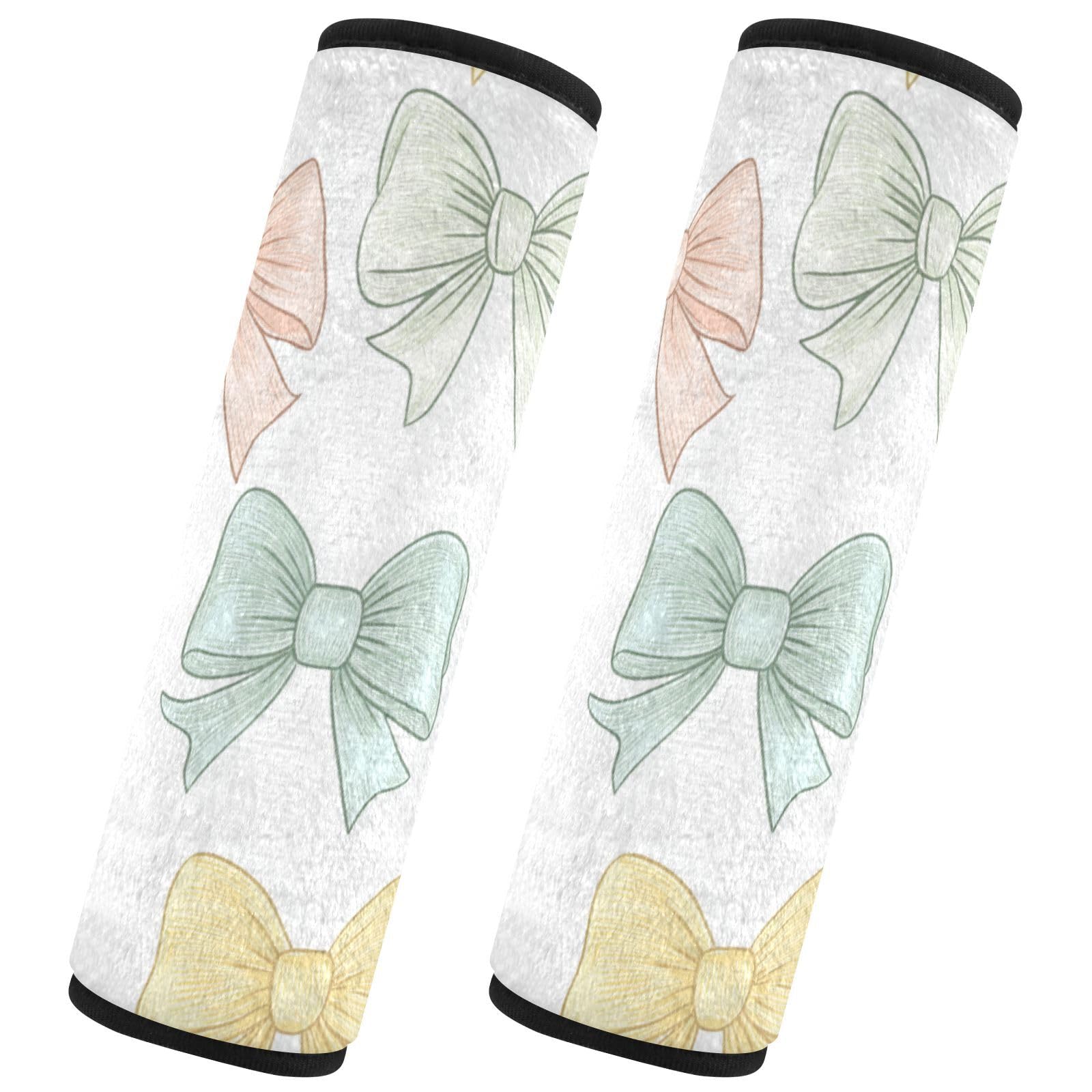 Seat Belt Covers 2 Pack Cute Bows Car Seat Strap Covers Super Soft Car Seat Neck Cover for Boys Girls Adults Babies S