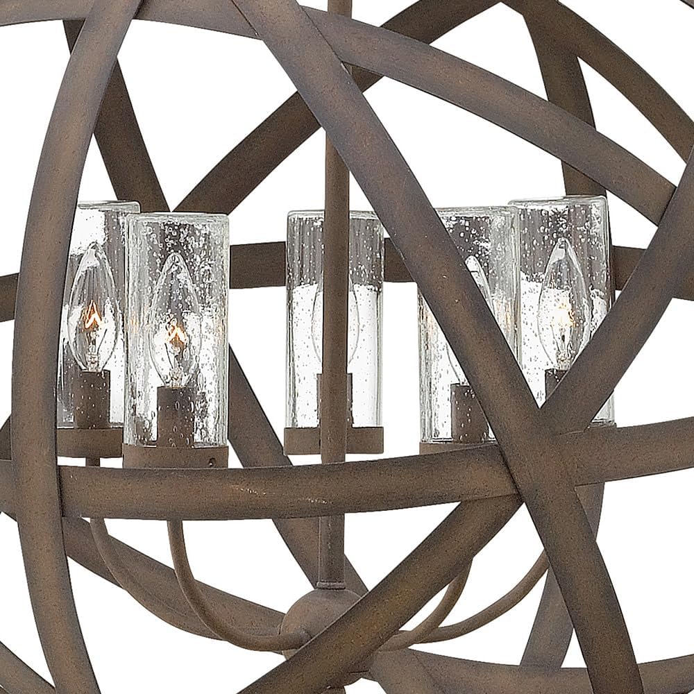Hinkley Carson Five Light 12V 3.50W LED Low Voltage Outdoor Medium Orb Pendant, Vintage Iron
