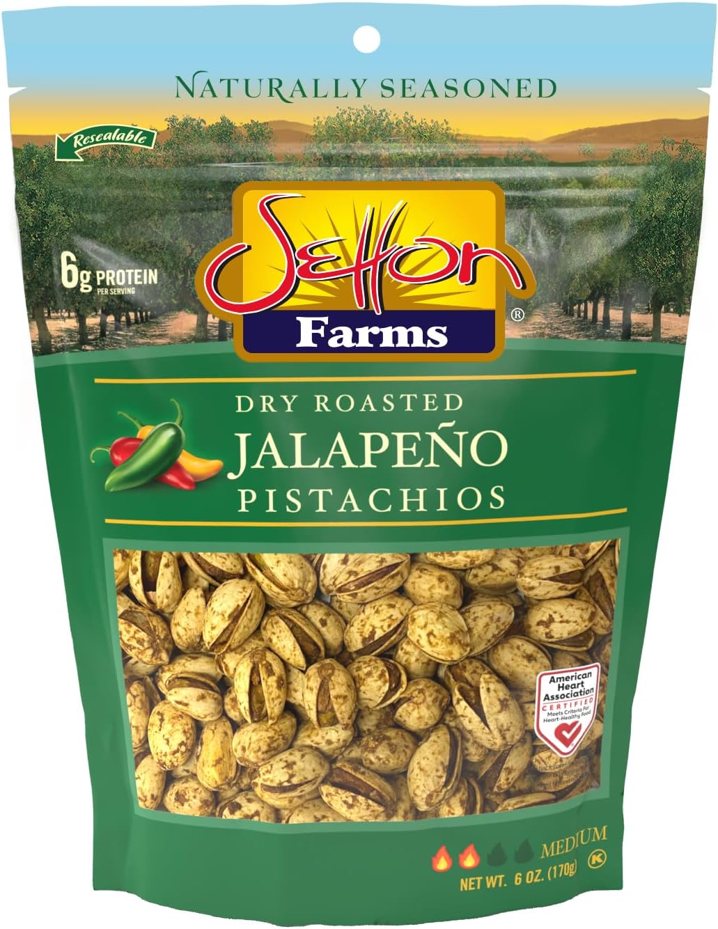 Pistachios Jalapeno, In-Shell, 6 Oz. Bag, Kosher