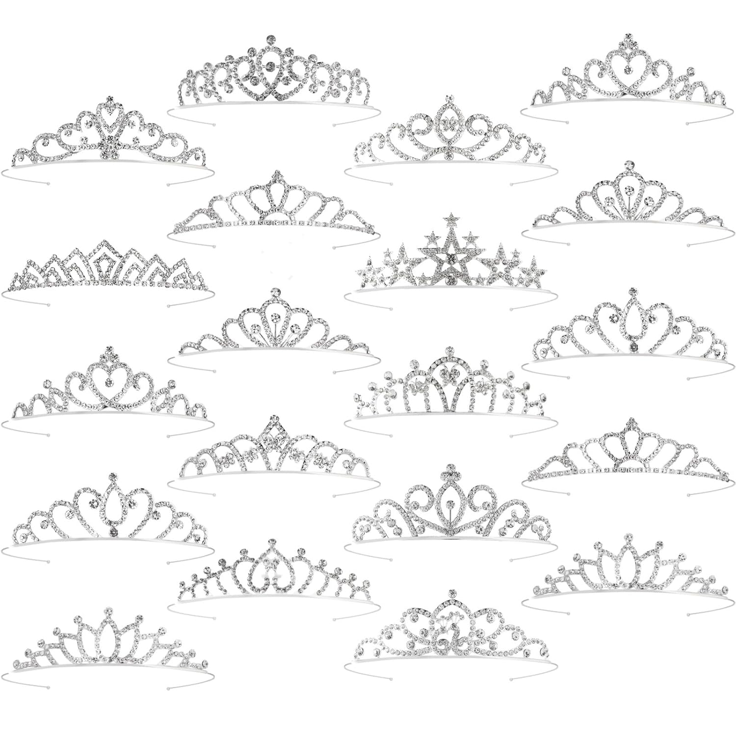20 Pcs Tiaras Crowns Headbands for Women Girls Silver Princess Tiara Bulk Crown Tiaras Rapunzel Crown for Wedding Birthday Crystal Tiara for Prom, Bride, Pageant, Halloween
