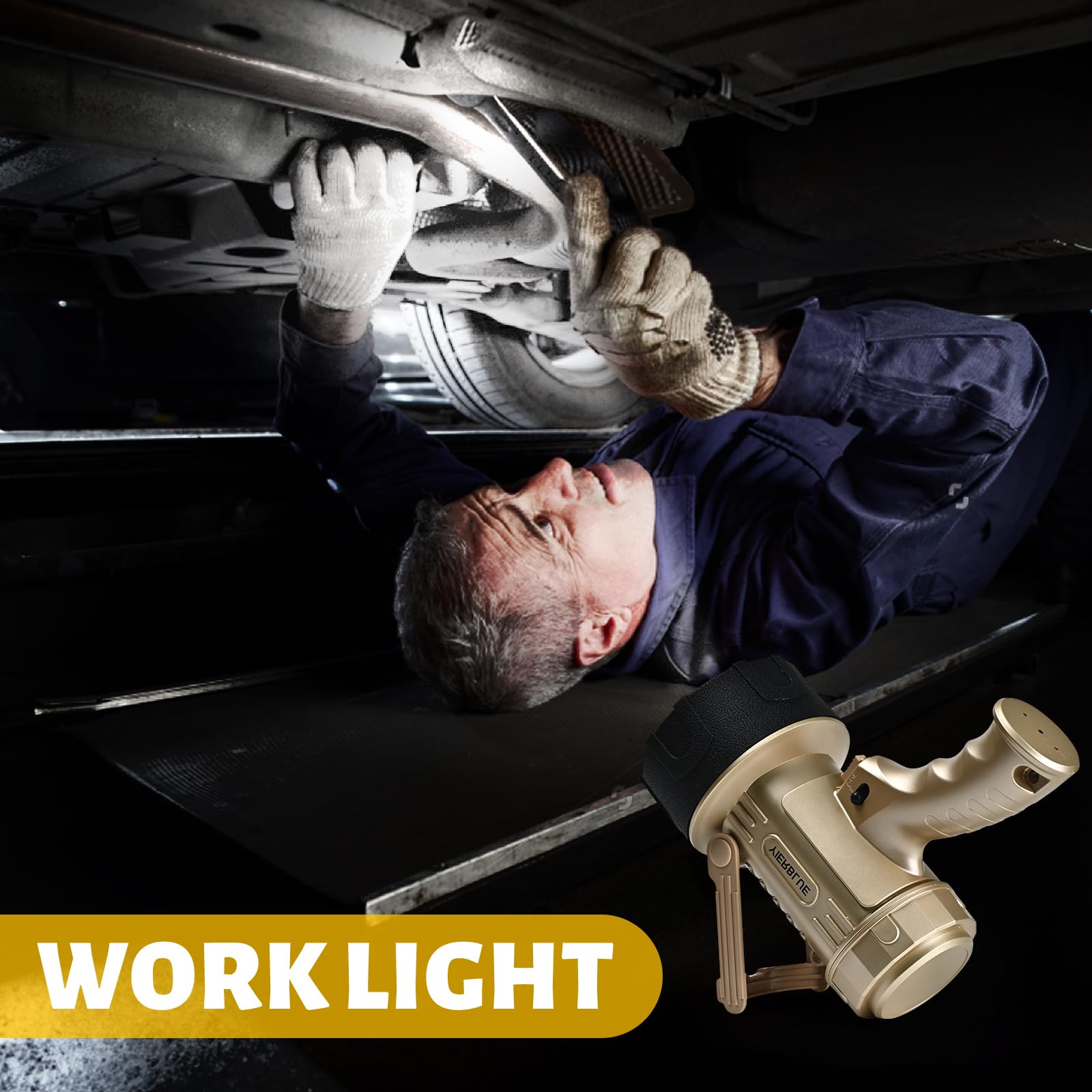 YIERBLUE Foco recargable LED de 2000.000 lúmenes, linterna de mano impermeable IP67, 3 ajustes adaptables con filtro rojo