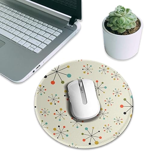 Miniatura 7 de Mouse Pad Mid Century Fifties Modern Atomic Retro Round Mousepad with Non-Slip Rubber Base and Stitched Edge Mouse Mat for Wireless Computer Laptop