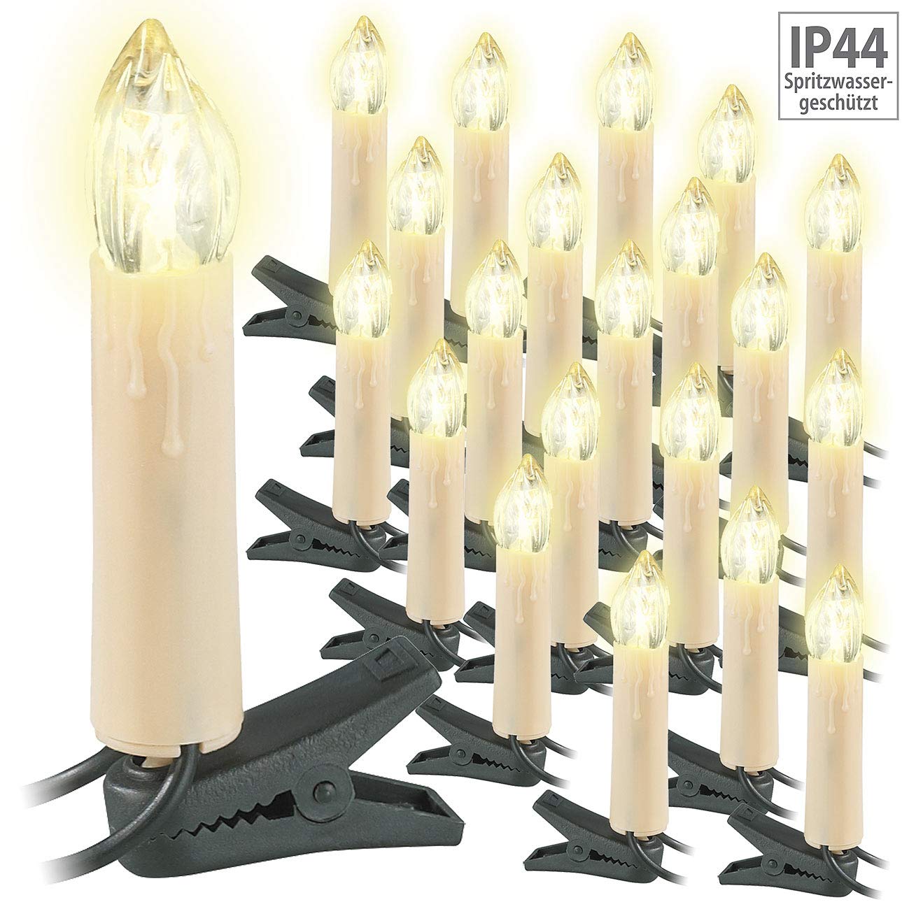 Lunartec LED-Weihnachtsbaum-Lichterkette, 20 LED-Kerzen IP44 (Outdoor) Beleuchtung