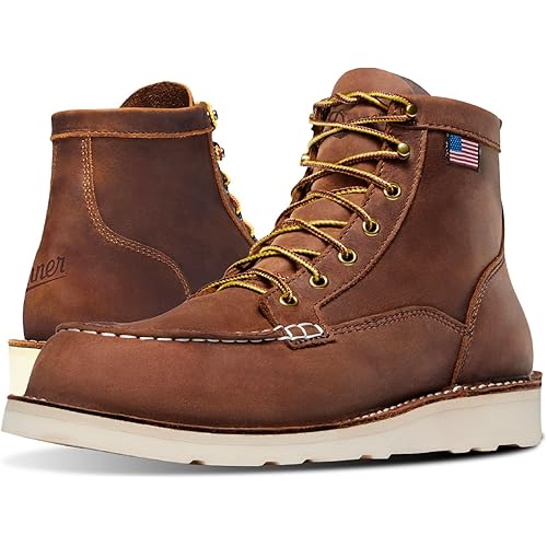 Danner 6” Bull Run Moc Toe Work Boots for Men - Oiled Full-Grain Leather Upper with Non Slip Wedge Outsole and 3-Density Cushion Footbed, EH Resistant