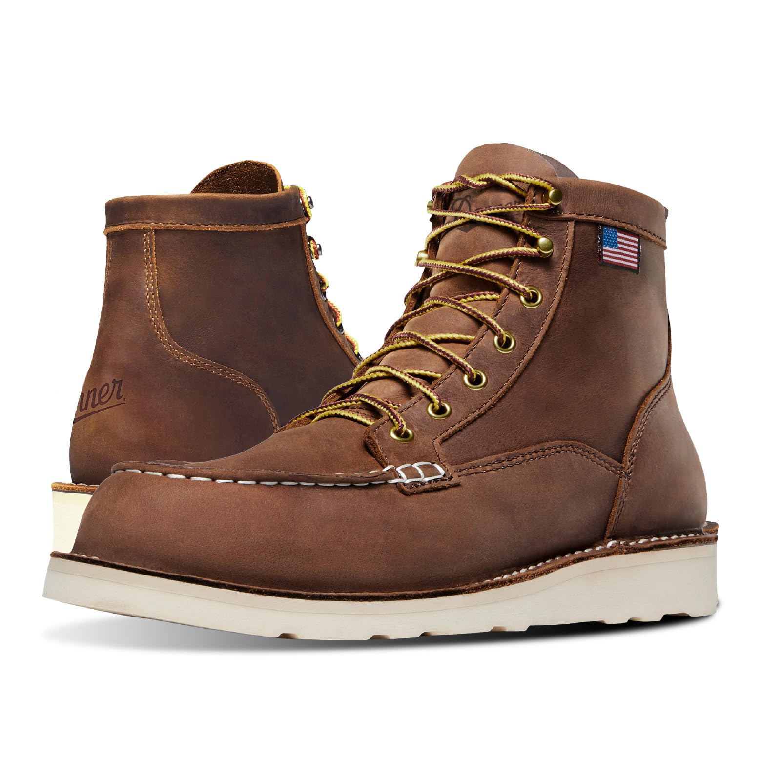 Danner 6” Bull Run Moc Toe Work Boots for Men - Oiled Full-Grain Leather Upper with Non Slip Wedge Outsole and 3-Density Cushion Footbed, EH Resistant