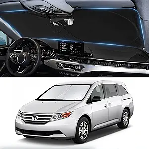 Custom Fit Odyssey Windshield Sunshade for 2011-2016 2017 Honda Odyssey LX EX EX-L Touring Elite Accessories Front Window Shades Cover for Windshield Sun Visor Protector 210T Reflective Block UV Rays