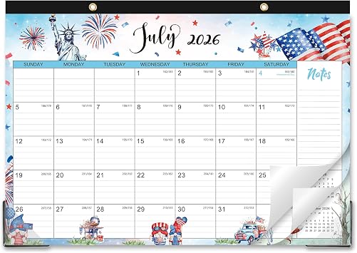 Desk Calendar 2026-2027 - 18 Months Calendar From July 2026 to December 2027, 17x 12, Tear Off Design, 2 Hanging Holes, Calendar 2026-2027 for Home School Office - Animal & Seasonal Watercolor