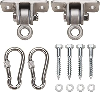 Butizone Heavy Duty Swing Hangers 304 Stainless Steel for Wooden Sets, Swing Hooks Screws Bolts with Snap Hooks for Playground, Porch, Swing Seat, Indoor Outdoor, Set of 2 (Mounting Hardware Included)