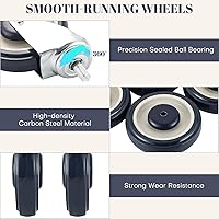 Vista 4 de MYFULLY Kit de ruedas de repuesto para carrito de compras de 5 pulgadas, ruedas de poliuretano escalonadas y completas con herrajes, ruedas