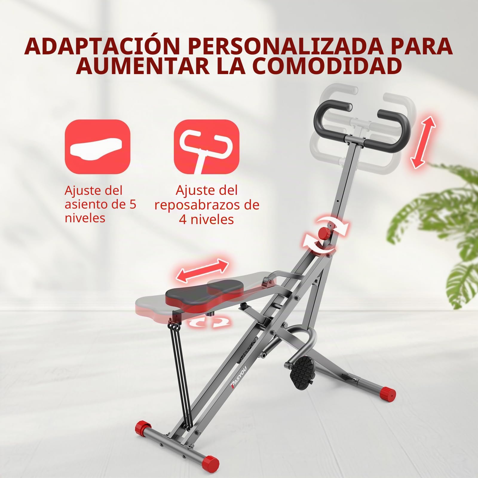 PASYOU Upright Row-N-Ride, Versatile Full-Body Workout Squat Assist Trainer, petorales, glúteos, Abdominales, piernas y Brazos Trainer Machine, máquina de Sentadillas Plegable, Carga Máxima122 KG