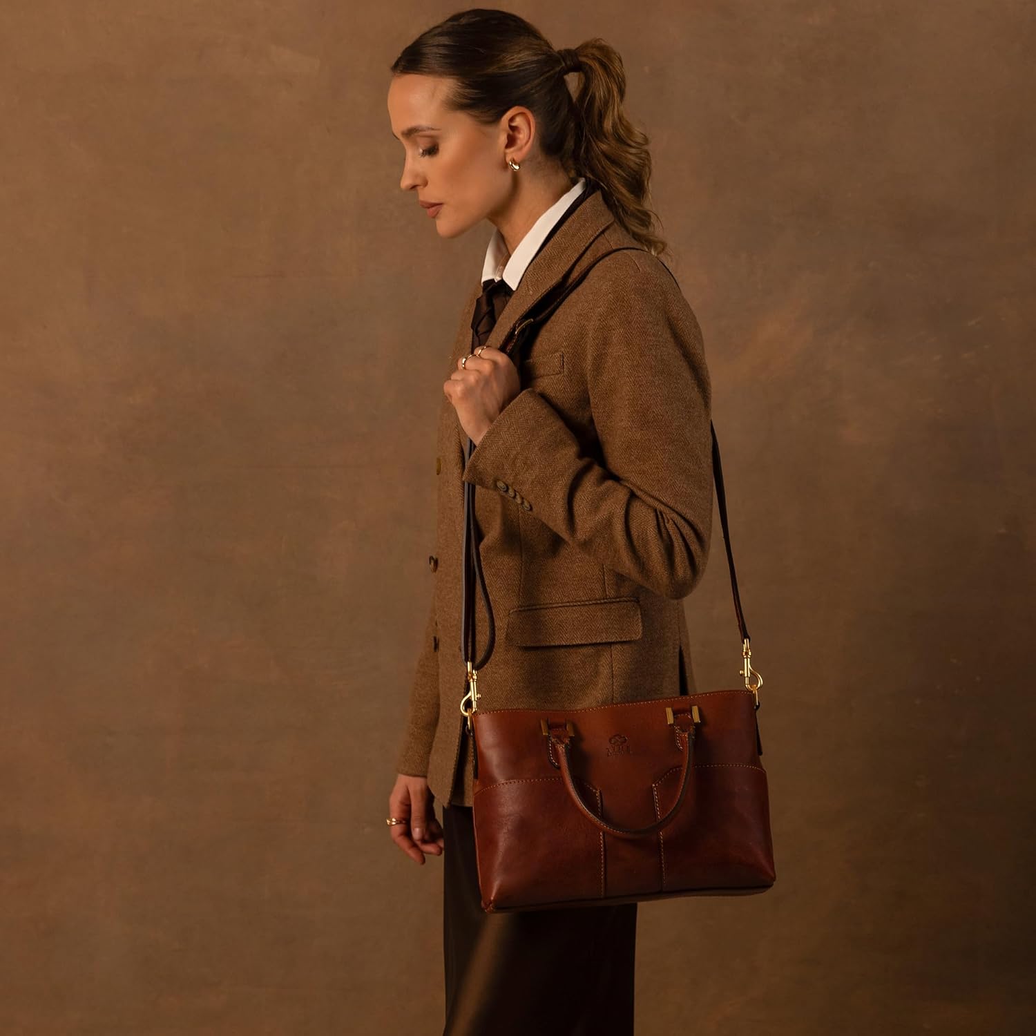 Time Resistance Full-Grain Leather Purse for Women - Leather Handbag - Top Handle Bag - Tote Bag - Image 3