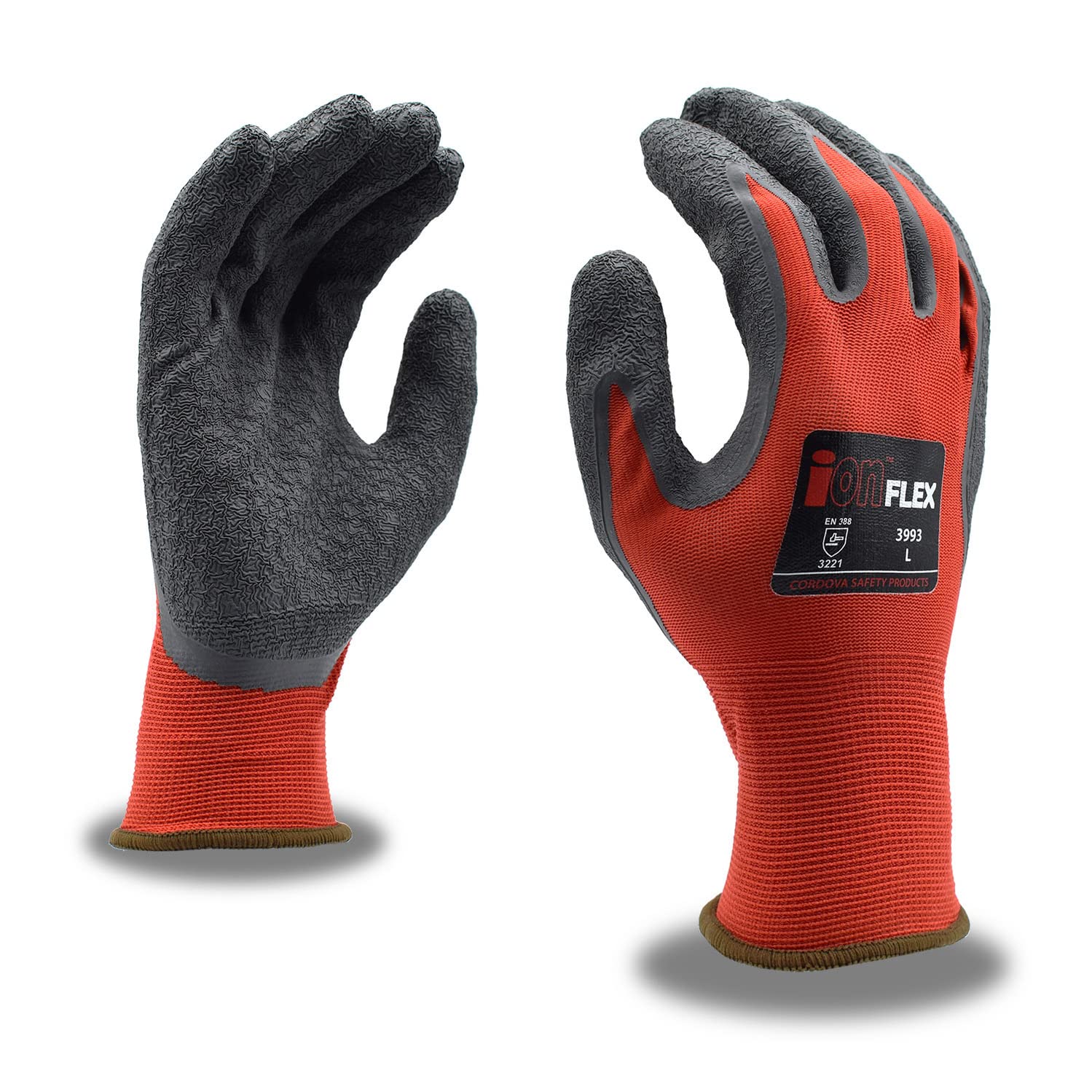 Cordova 3993XS Ion Flex Gloves, 13-Gauge, Red Nylon Shell