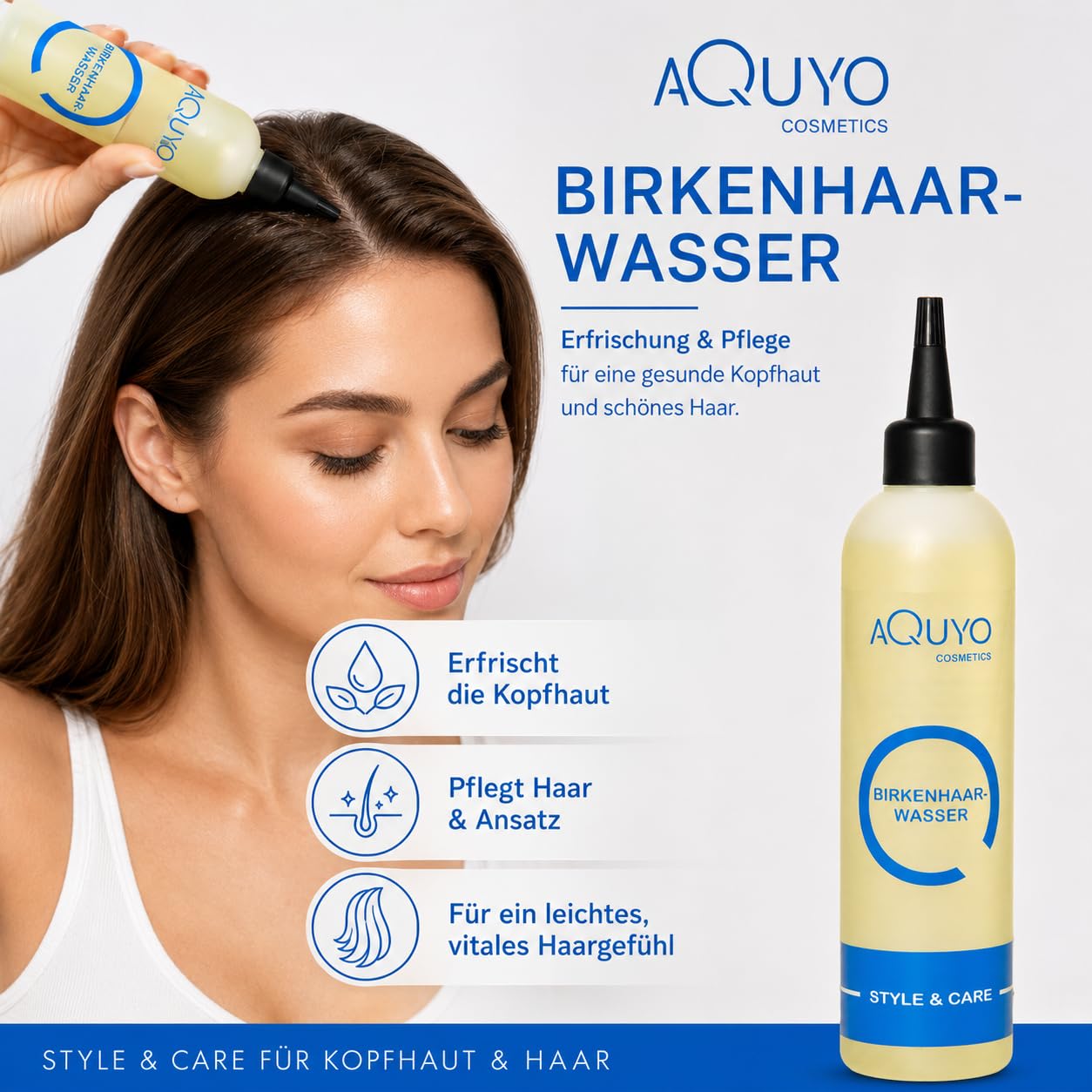 Birkenhaarwasser für trockene Haare und empfindliche Kopfhaut (3er Pack - 3x 200ml) | Birkenwasser gegen Schuppen und fettige Haare | Haarwasser zur Kopfhautpflege