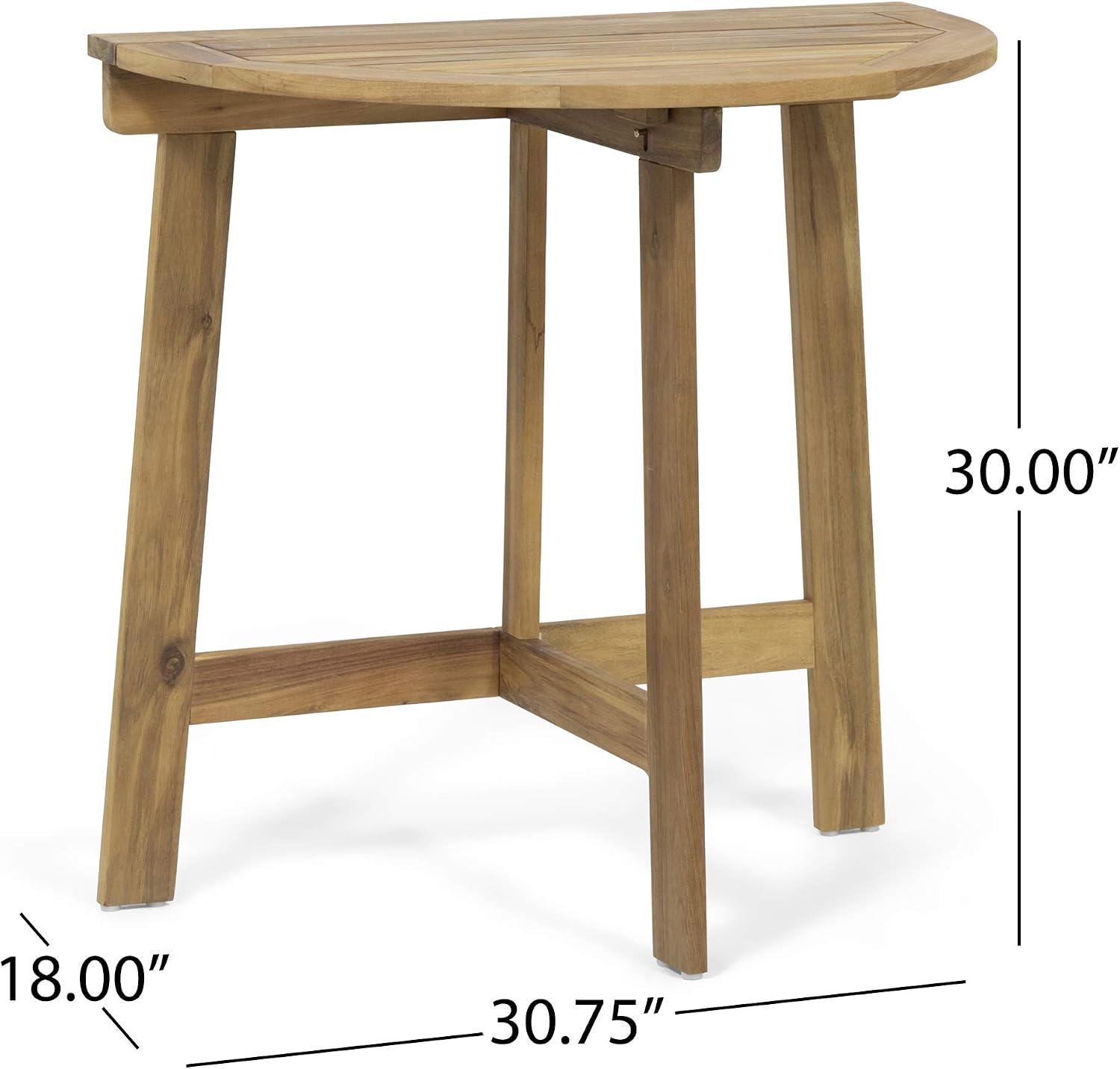Great Deal Furniture GDFStudio Outdoor 2 Seater Half-Round Folding Acacia Wood Bistro Table Set, Natural