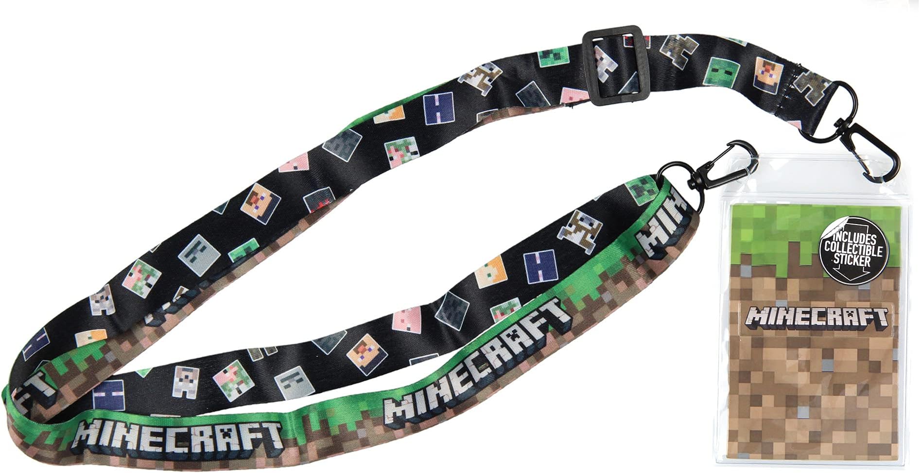 Minecraft Character Head Toss Multi-Use Lanyard Clear ID Badge Holder