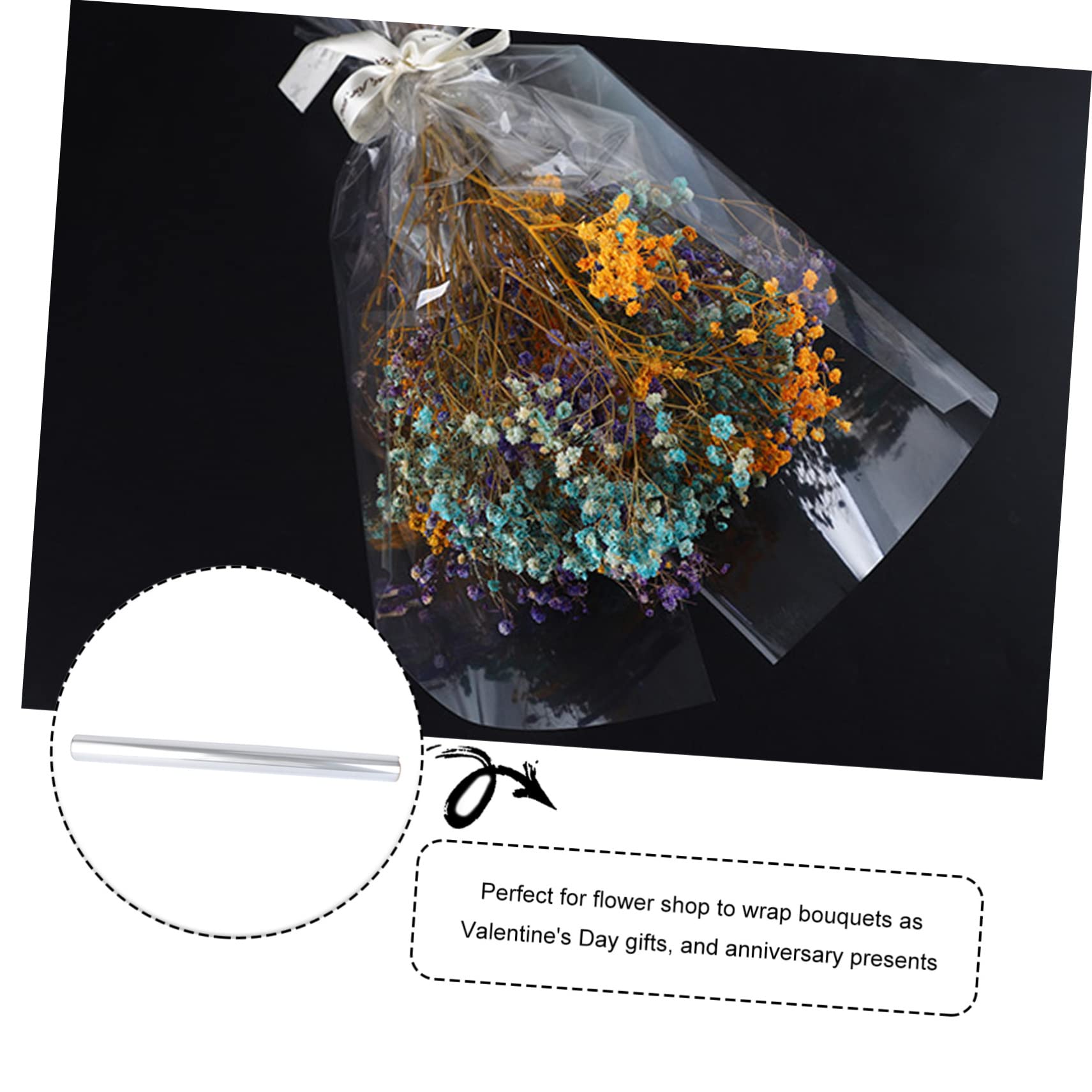 iplusmile Rollo Material Bopp de Celofán Transparente para Envolver Flores y Regalos Protección contra Suciedad y Humedad Adecuado para Envoltura de Obsequios