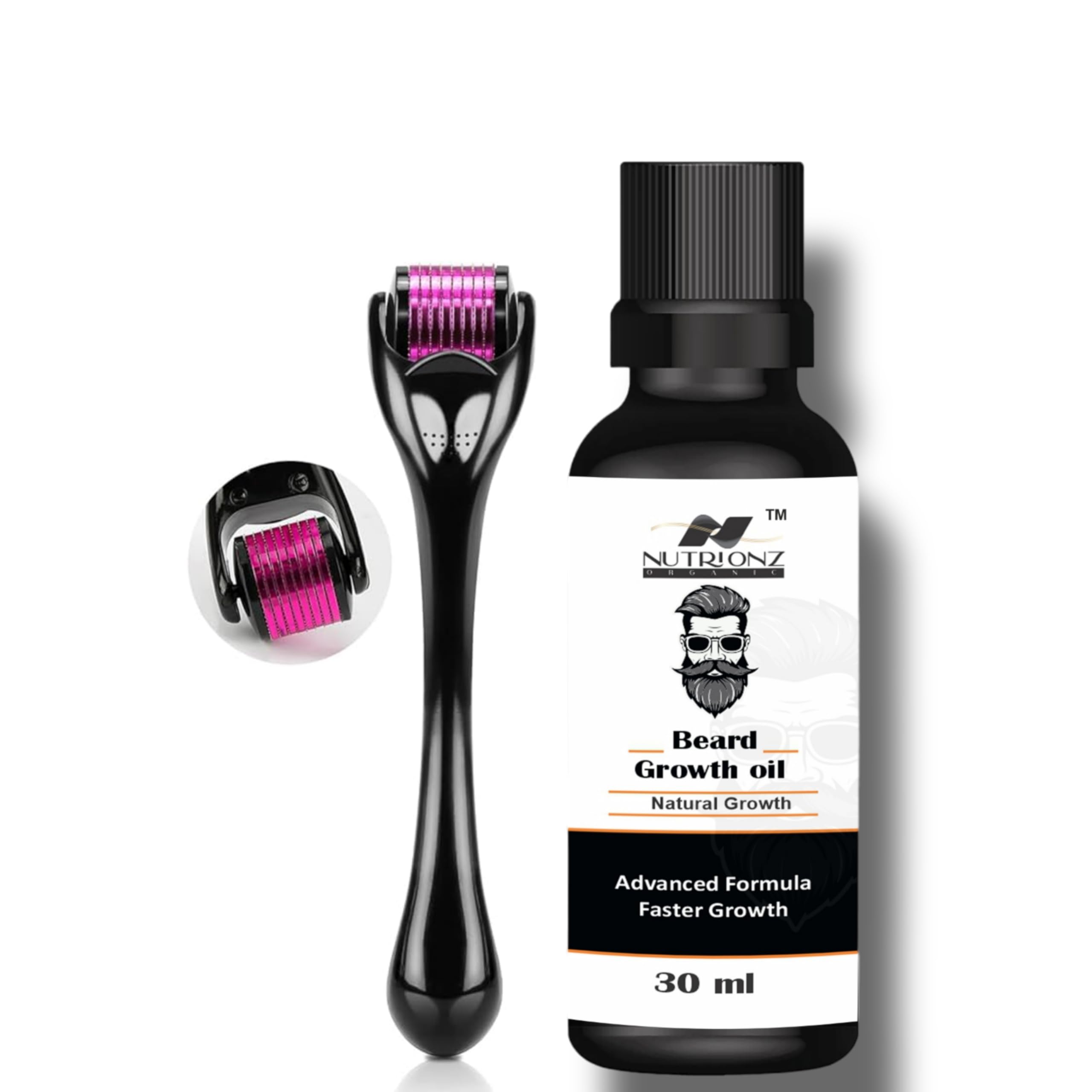 Nutrionz Organic Beard Growth Oil for Beard and Moustache Oil, 30 ml | Beard Oil for men | Non-Sticky, Light | Almond Oil, Aloe vera, Vitamin E | Shiny Nourished Beard Growth with derma roller 0.5 mm (B0D1QCYQ9B) Amazon Price History, Amazon Price Tracker