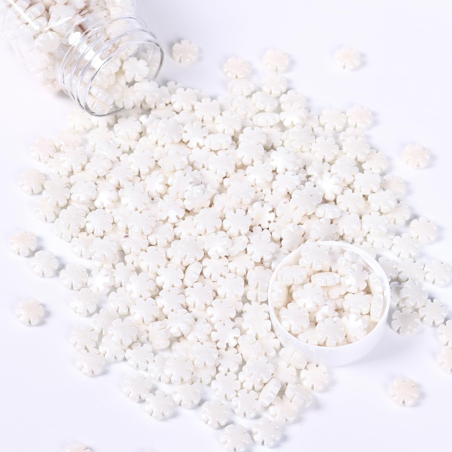 White Sprinkles for Cake Decorating 3.52 Ounce, White Snowflake Sprinkles Perfect for Cupcake Toppers Wedding Party Valentines Halloween Christmas Supplies