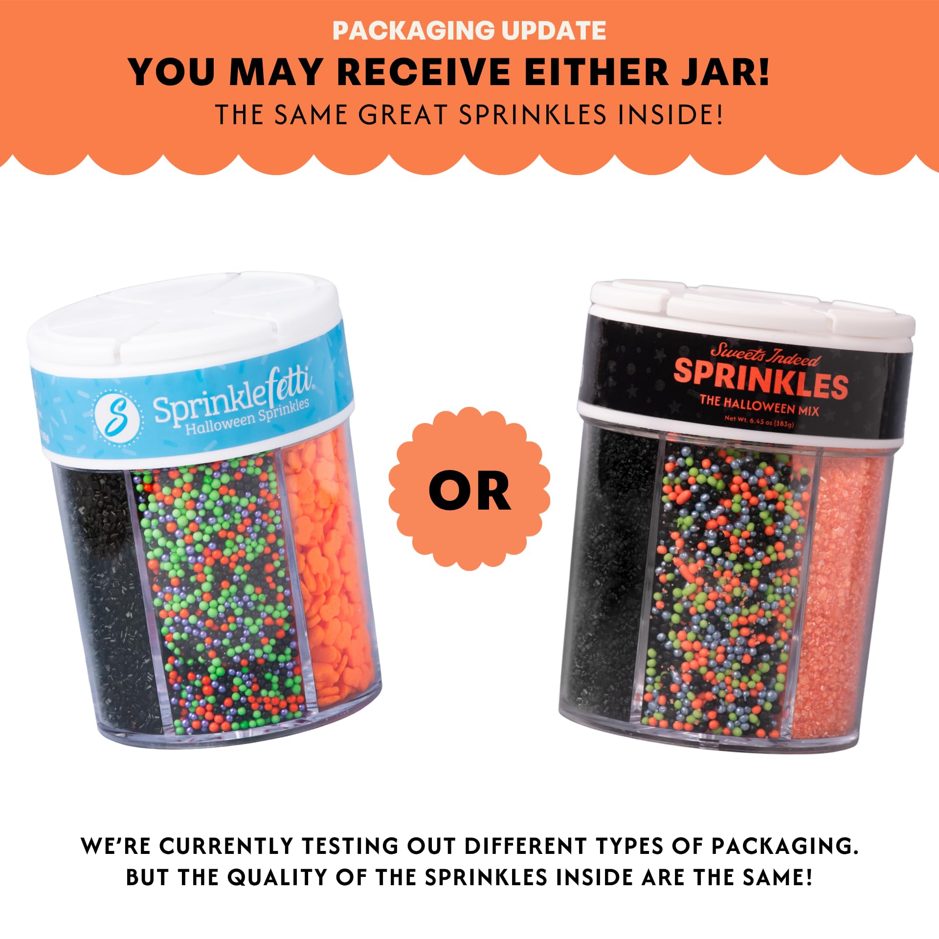 Sweets Indeed Halloween Sprinkles, Edible Sprinkle Mix, Pumpkin, Jimmies, Perfect for Cake Decorations, Baking, Ice Cream, Cookies, Cupcake Topper, 6.45 ounces (Halloween 6 Cell) (Halloween)