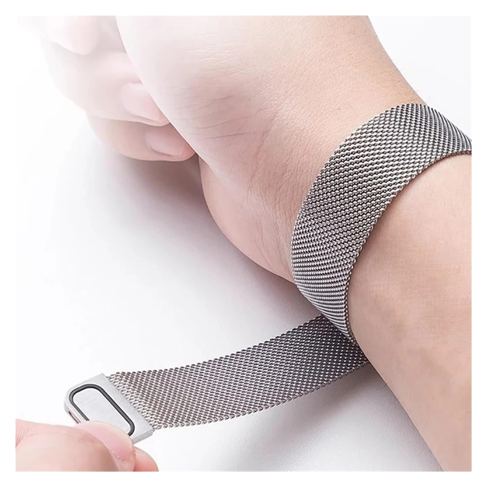 Bracelet de montre magnétique milanais en acier inoxydable à dégagement rapide pour DW Longines Casio Tissot Huawei Garmin Samsung Noir 20 mm de large